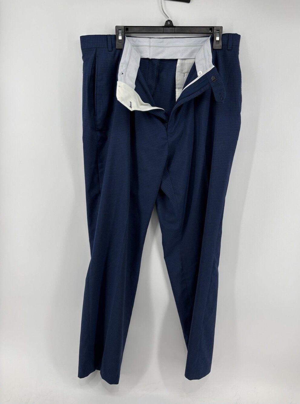 Ralph RALPH LAUREN Blue Plaid Polyester Flat Front Dress Pants 40x32L